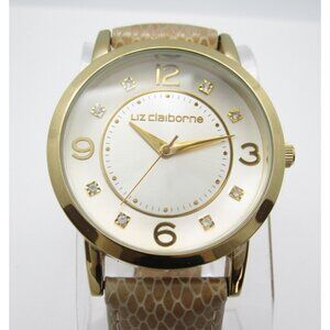Women Liz Claiborne Quartz 100ft Analog 39mm Round Watch (H665) "New Battery"